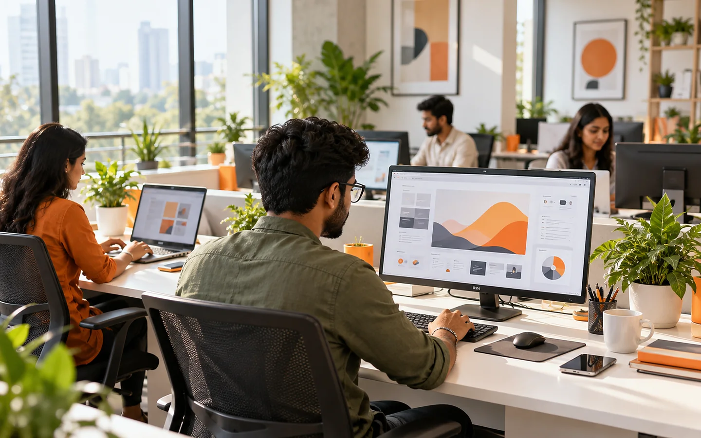 Modern workspace where the Digichakra team builds websites and apps