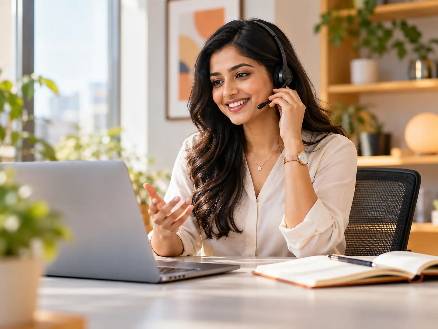 Digichakra team member on a call helping a customer